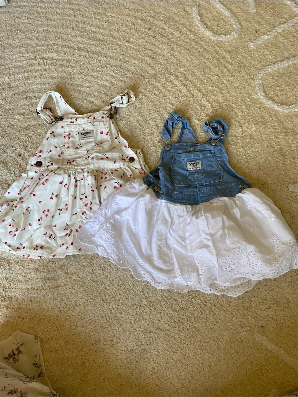 OshKosh B'gosh White Cherry Print and Denim White Skirt Dress Duo